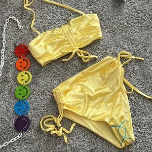 Yellow satin swim NWOT